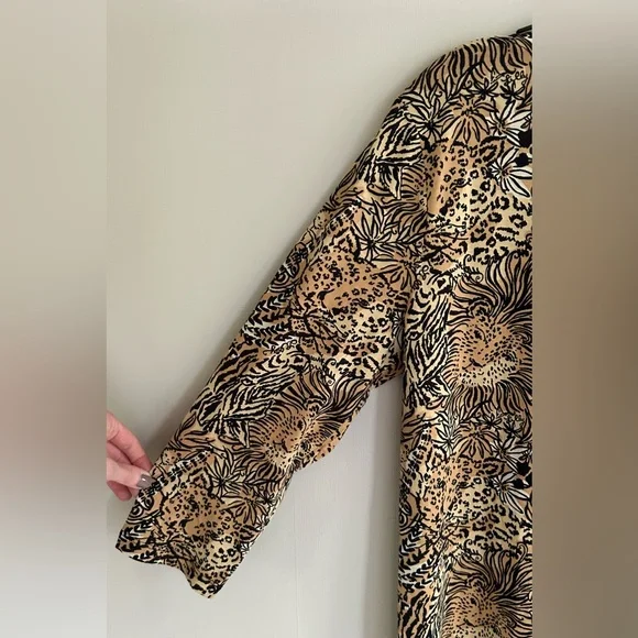 LILLY PULITZER Tessa Dress Rattan Walk On The Wild Side V-Neck 3/4 Sleeve | XL - Picture 9 of 12